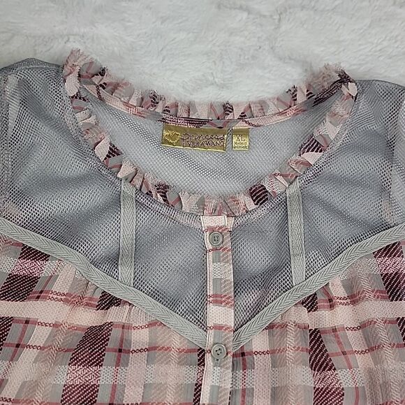 PRINCESS VERA WANG Plaid & Mesh Button Down‎ Tank Top [SIZE XL] - Picture 2 of 6